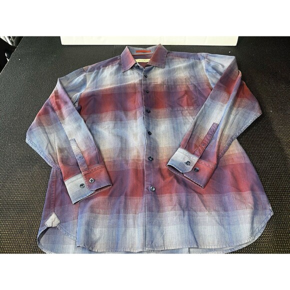 Tommy Bahama Other - Tommy Bahama Shirt Mens L Red Burgundy Button Up Casual Silk Blend Long Sleeve‎